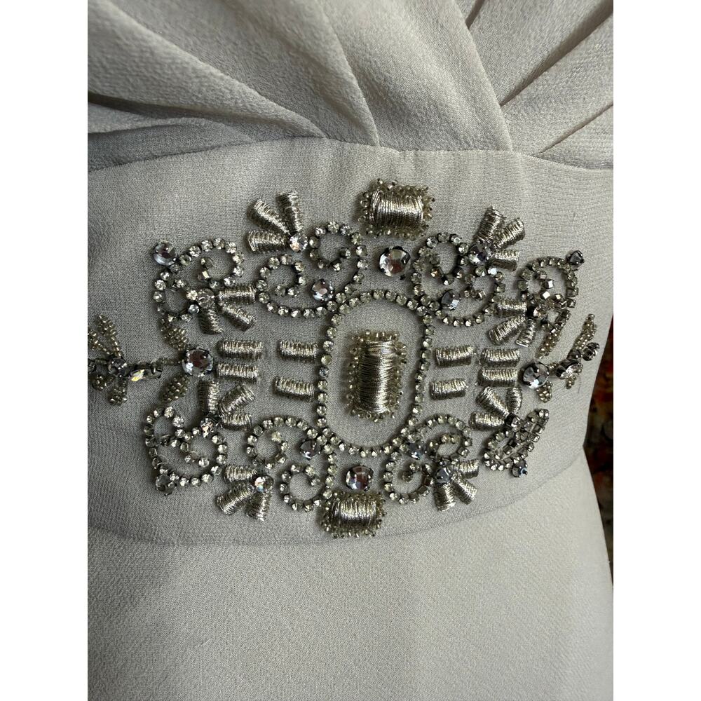 Collette Dinnigan NWT 100% Silk Silver Mist Hand Beaded Evening Gown Dress XS - Picture 6 of 16